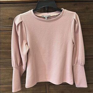 Anthropologie Elegant Pink Textured Long Sleeve Top Sweater Puff Sleeves🌺
